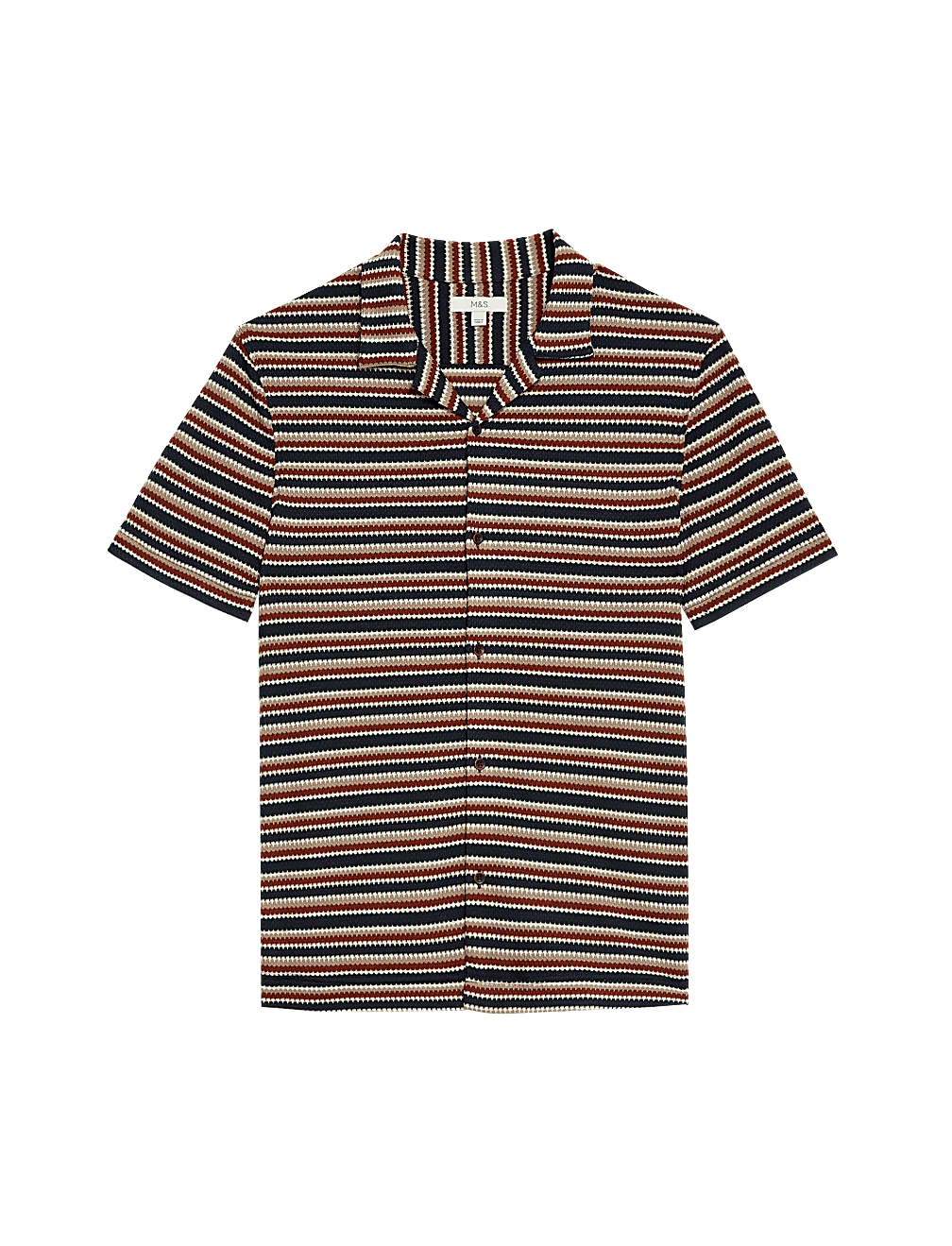 Easy Iron Striped Cuban Collar Shirt