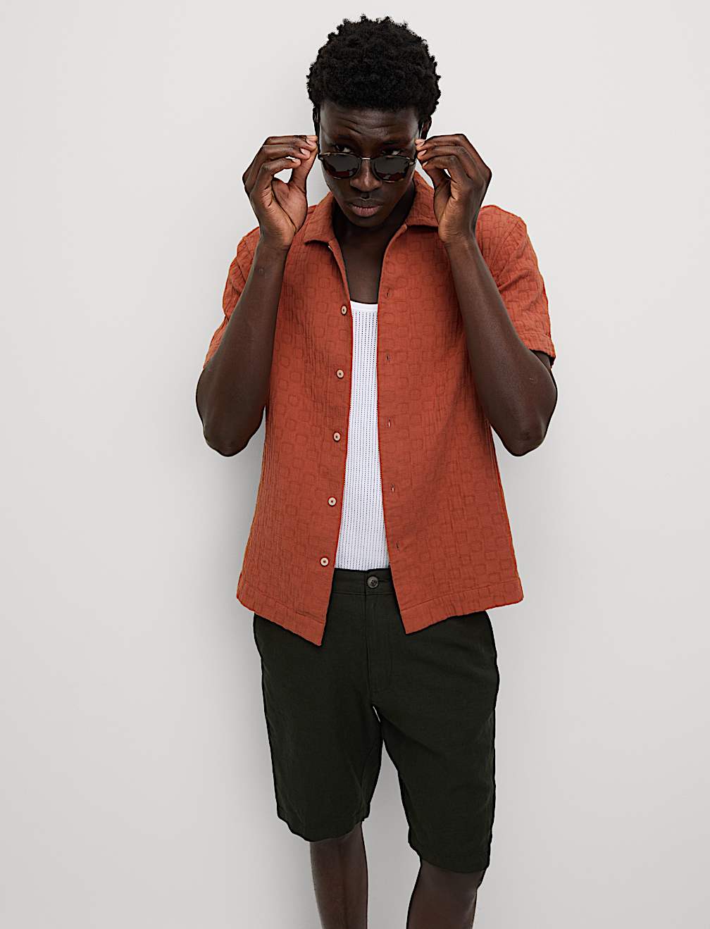 Easy Iron Pure Cotton Textured Shirt