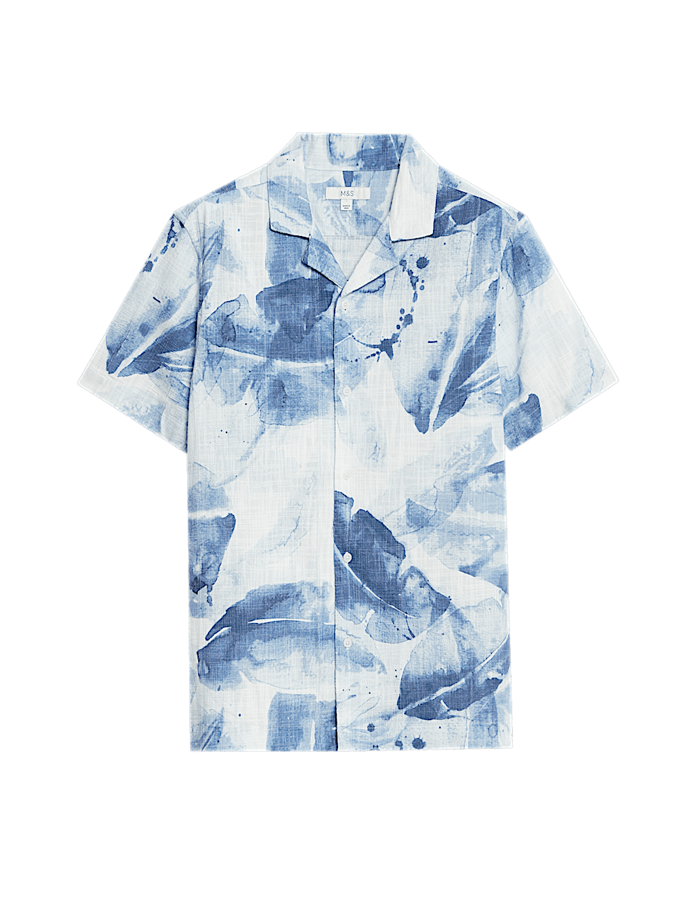 Cotton Rich Short Sleeve Cuban Collar Shirt