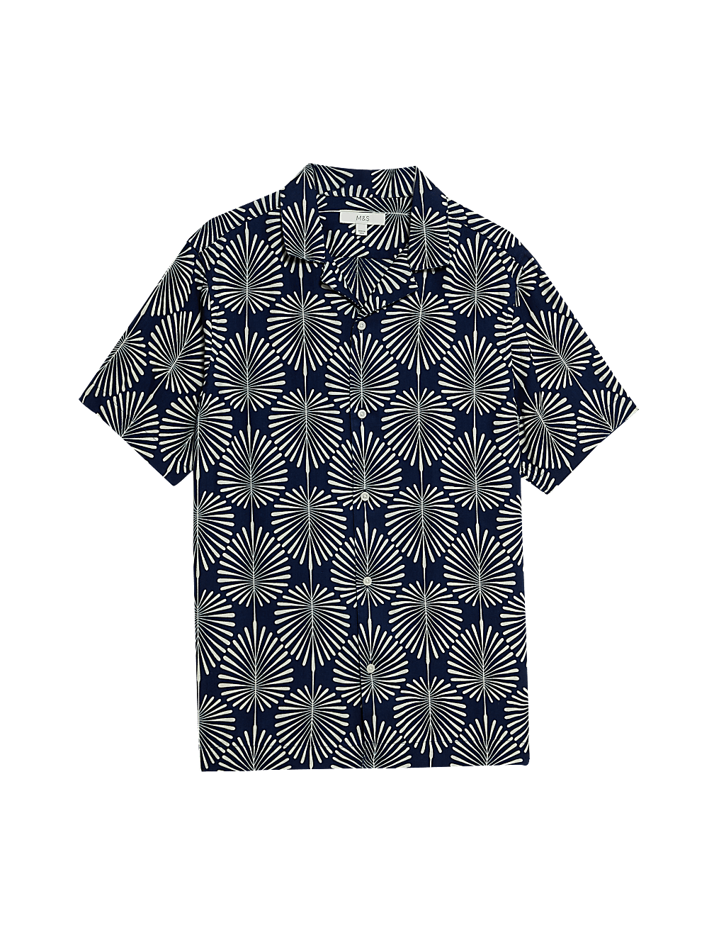 Geometric Print Cuban Collar Shirt