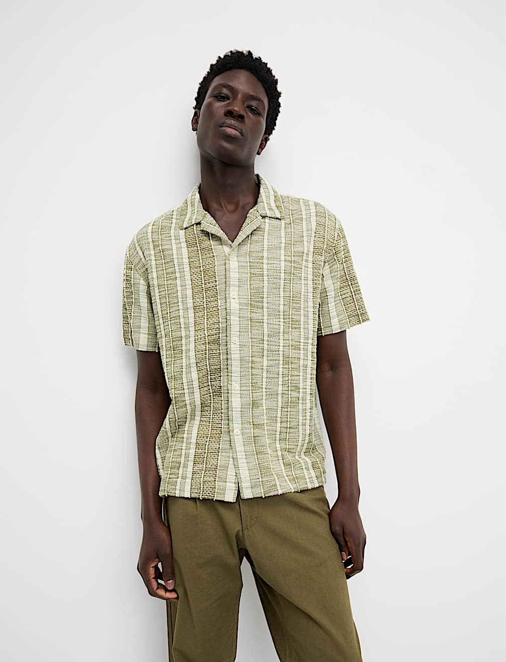 Regular Fit Easy Iron Cotton Blend Striped Shirt