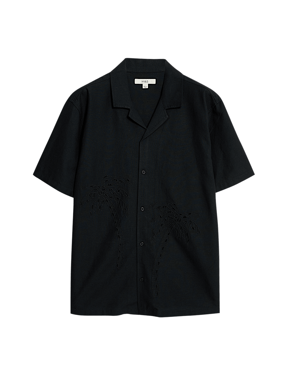 Cotton Blend Embroidered Palm Tree Shirt