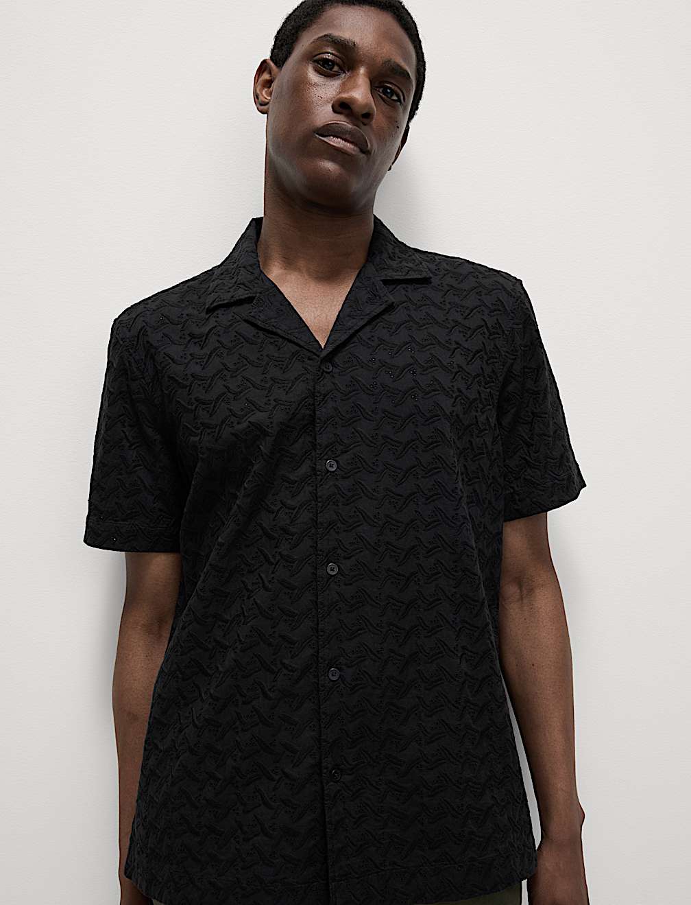 Regular Fit Short Sleeve Embroidered Shirt