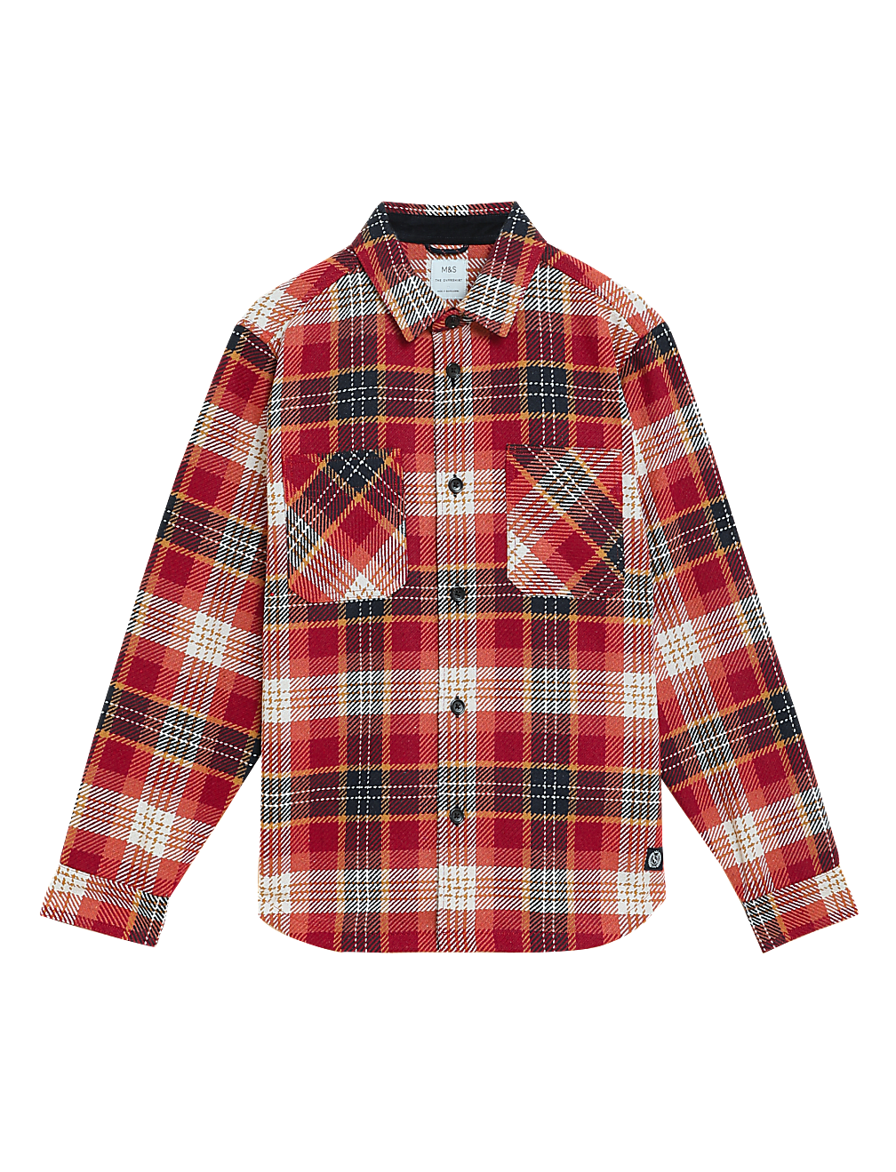 Cotton Blend Twill Check Overshirt