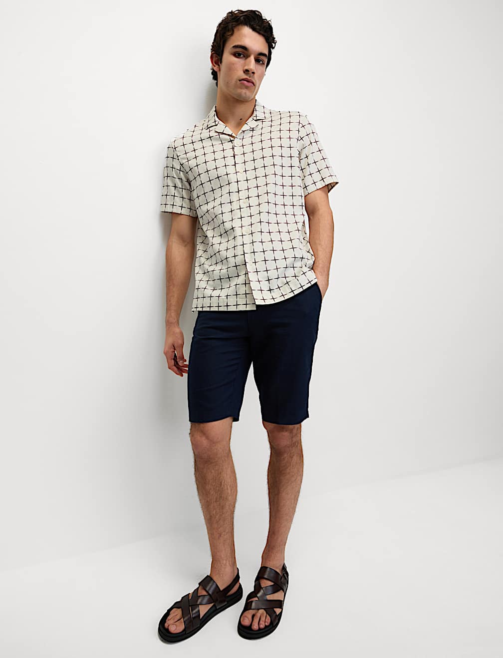 Pure Cotton Geo Print Cuban Collar Shirt