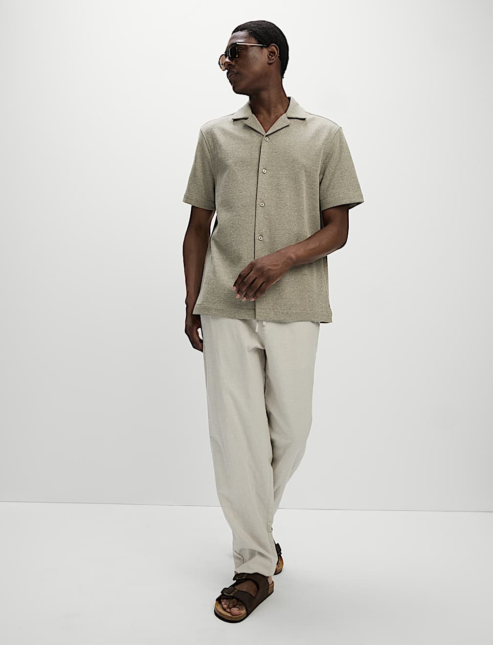 Cotton Blend Textured Knitted Shirt