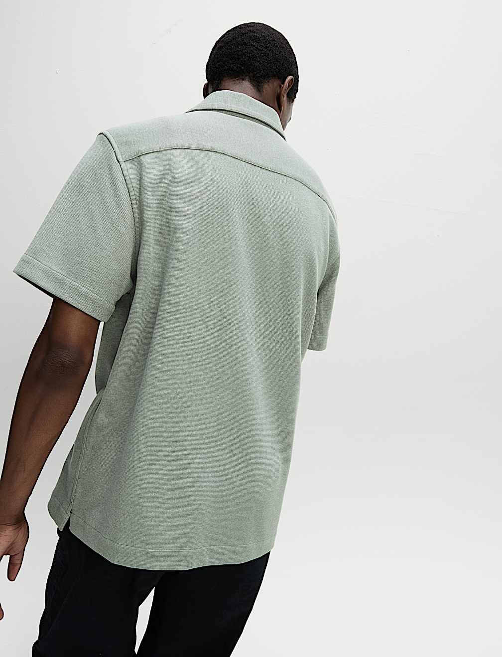 Cotton Blend Textured Knitted Shirt