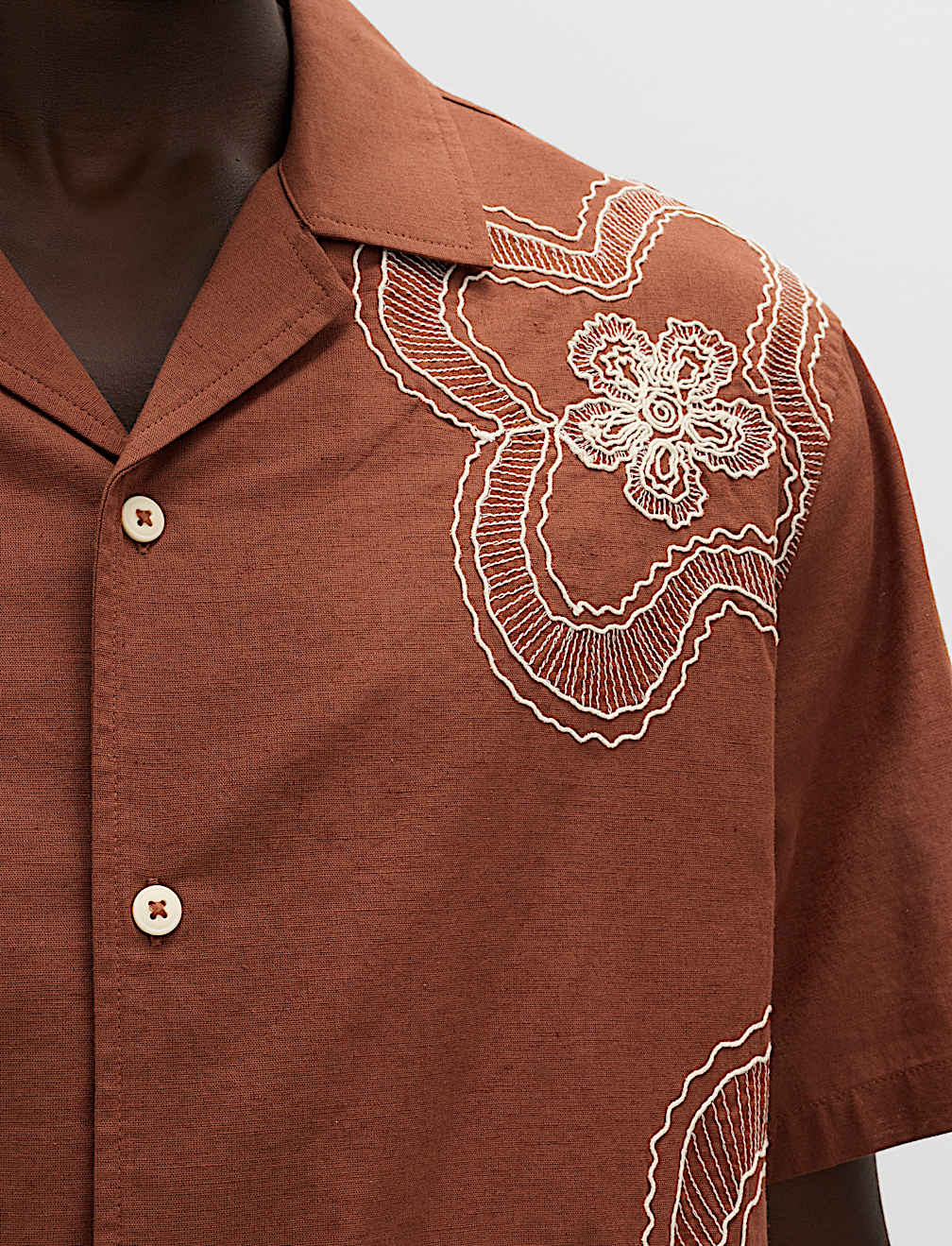 Regular Fit Cotton Linen Blend Floral Shirt