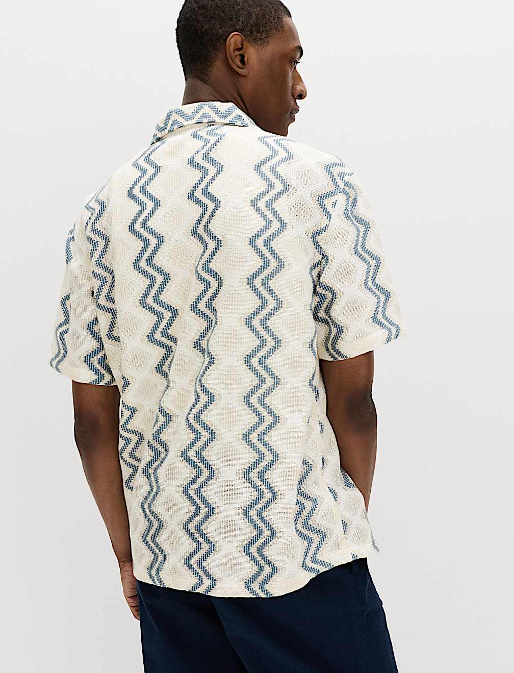 Relaxed Fit Cotton Blend Short Sleeve Shirt