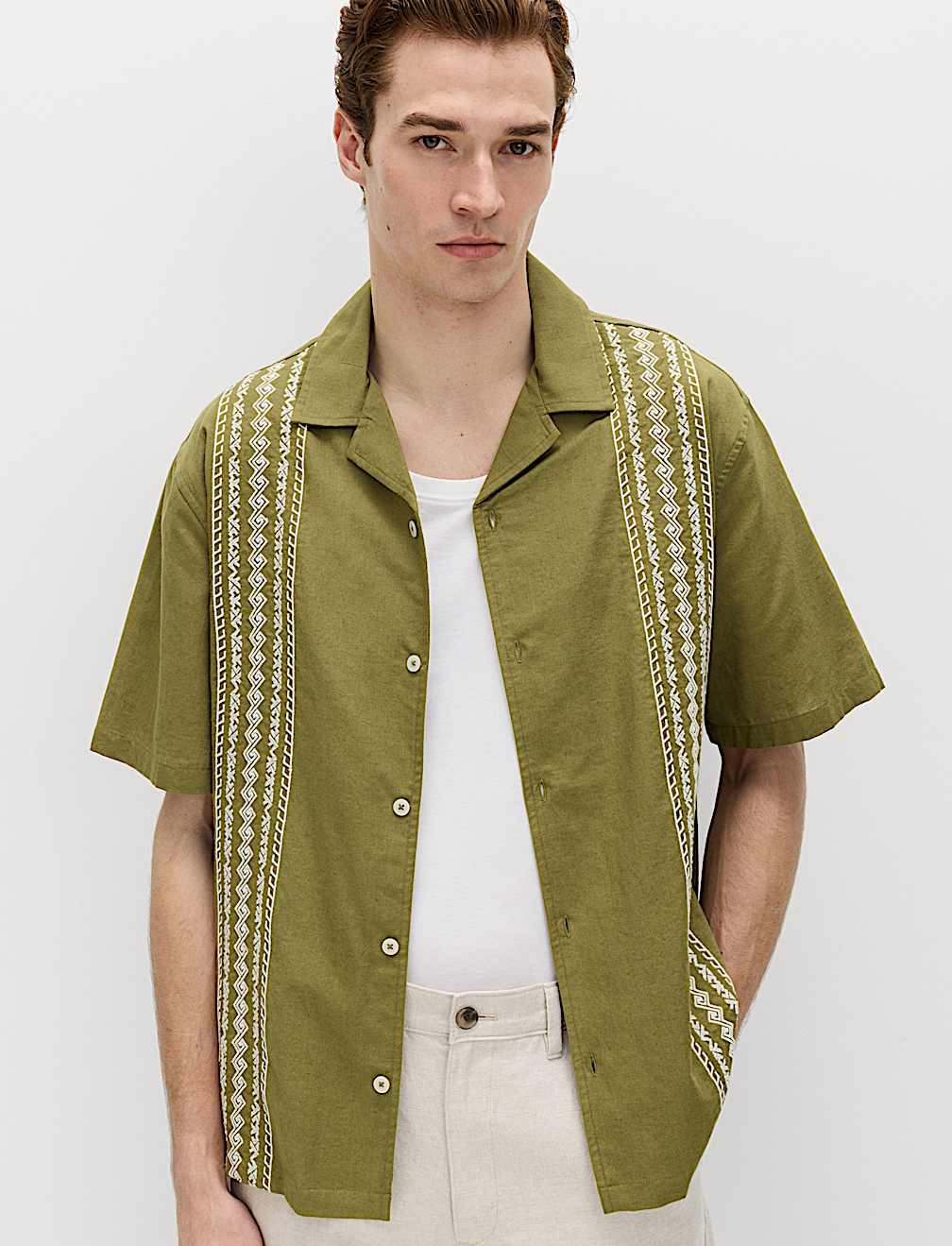 Relaxed Fit Cotton Rich Short Sleeve Shirt