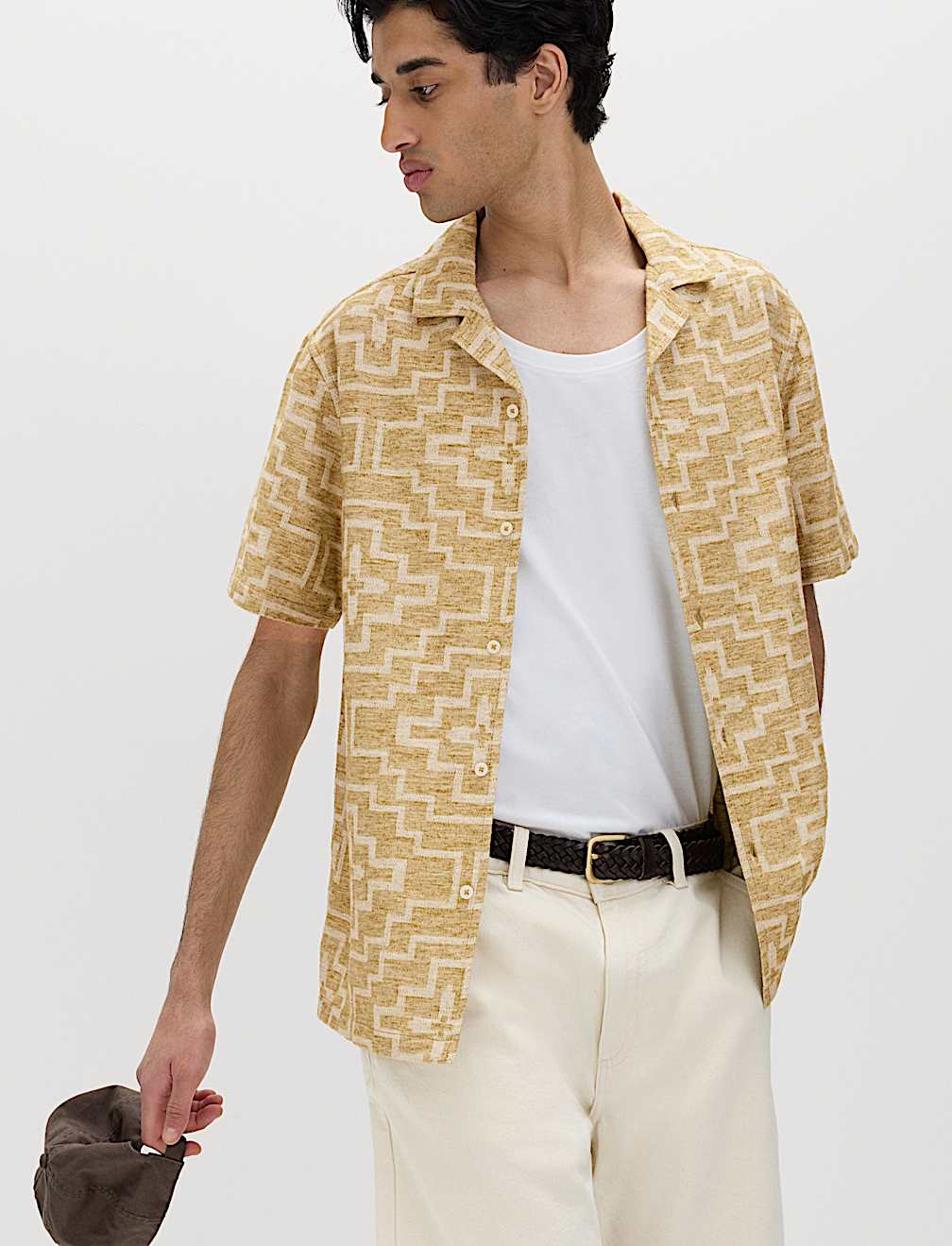 Cotton Rich Geometric Short Sleeve Shirt