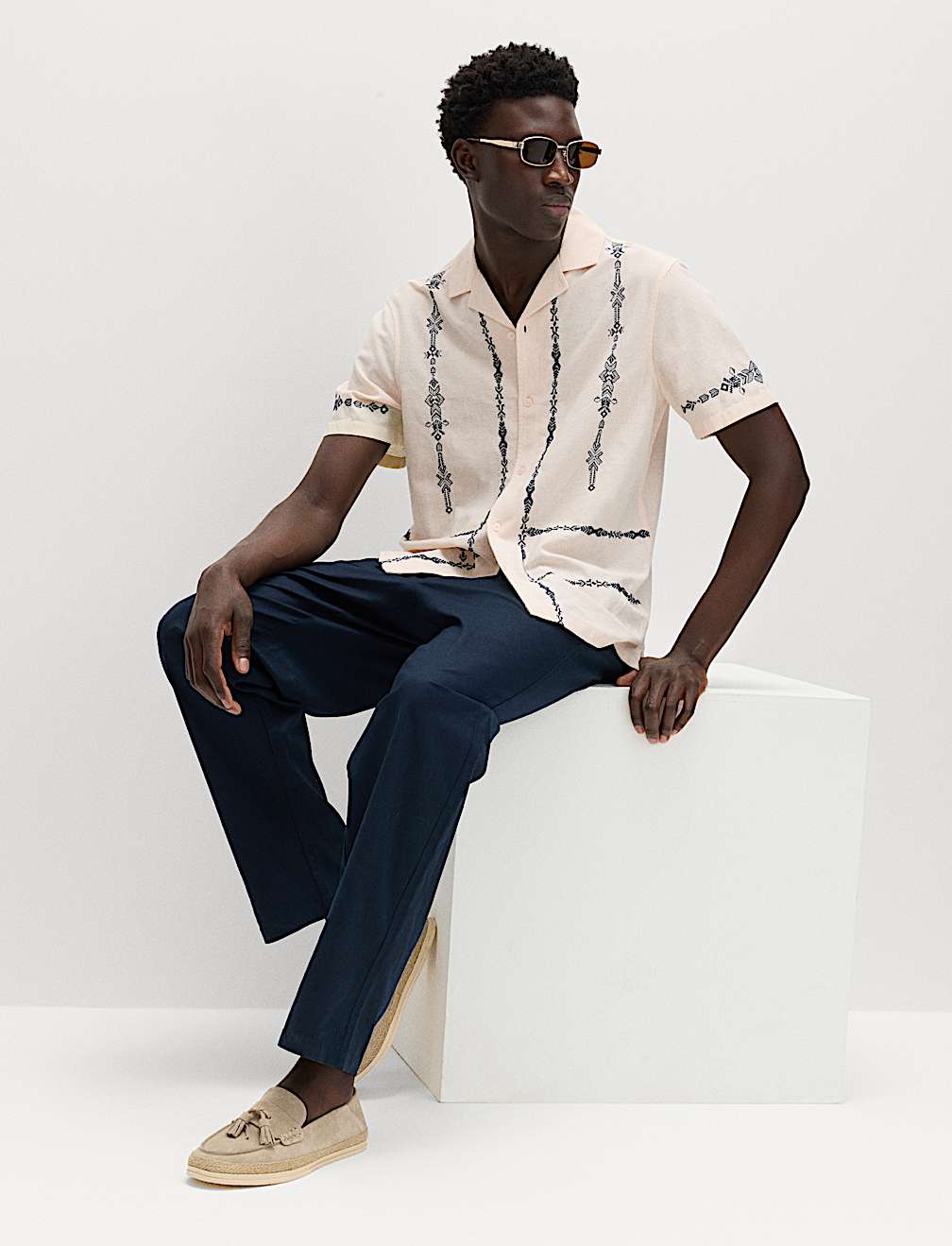 Cotton Rich Embroidered Short Sleeve Shirt