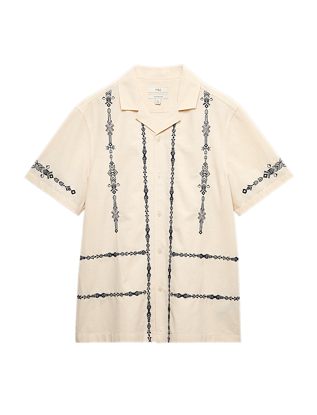 Cotton Rich Embroidered Short Sleeve Shirt