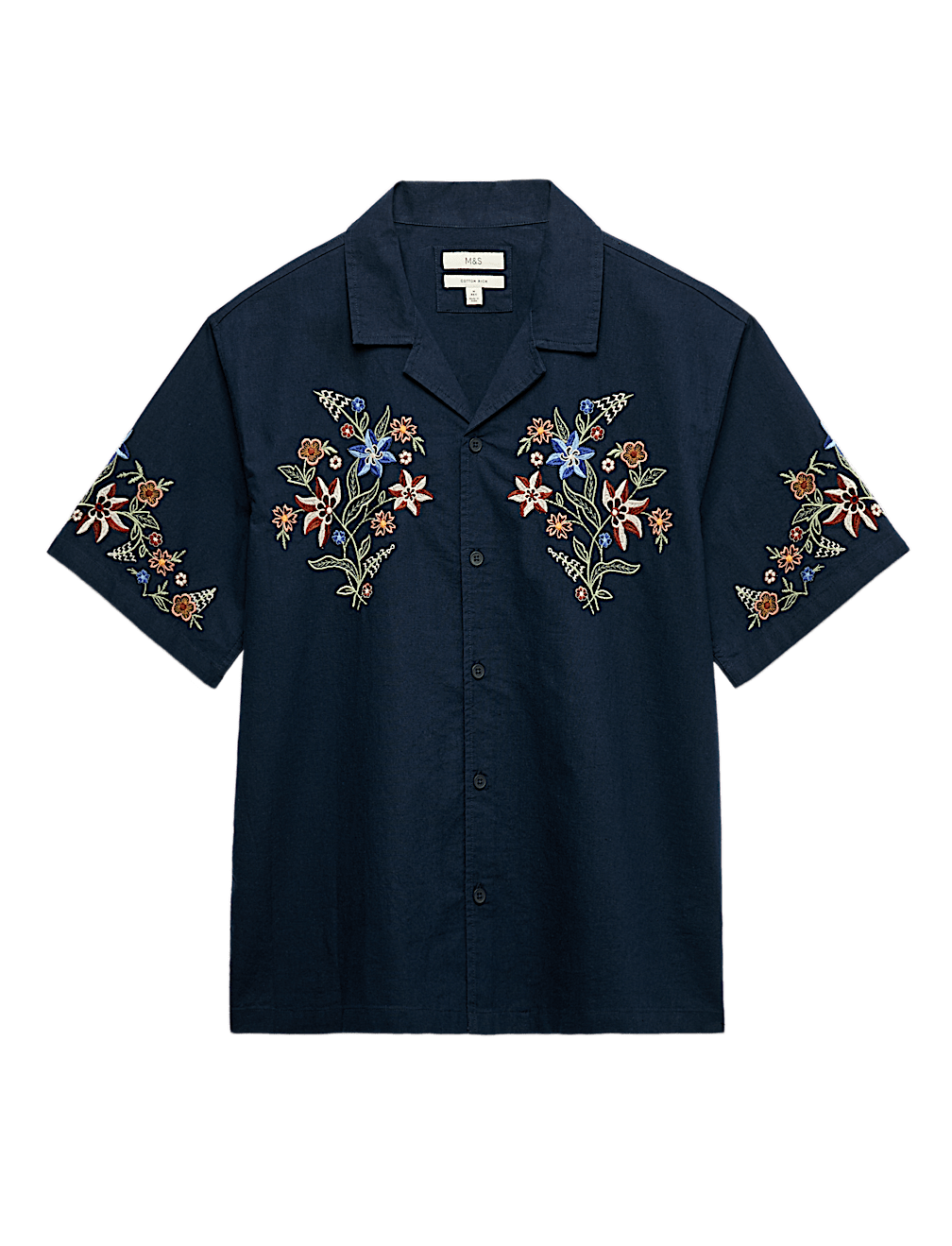 Cotton Rich Embroidered Short Sleeve Shirt