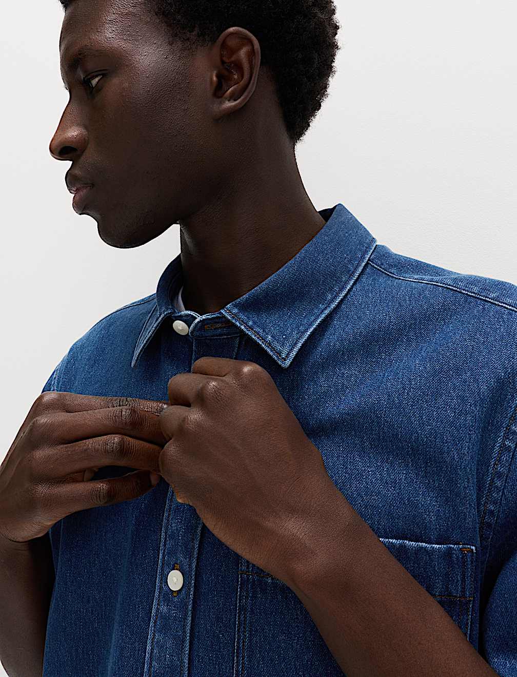 Pure Cotton Denim Short Sleeve Shirt