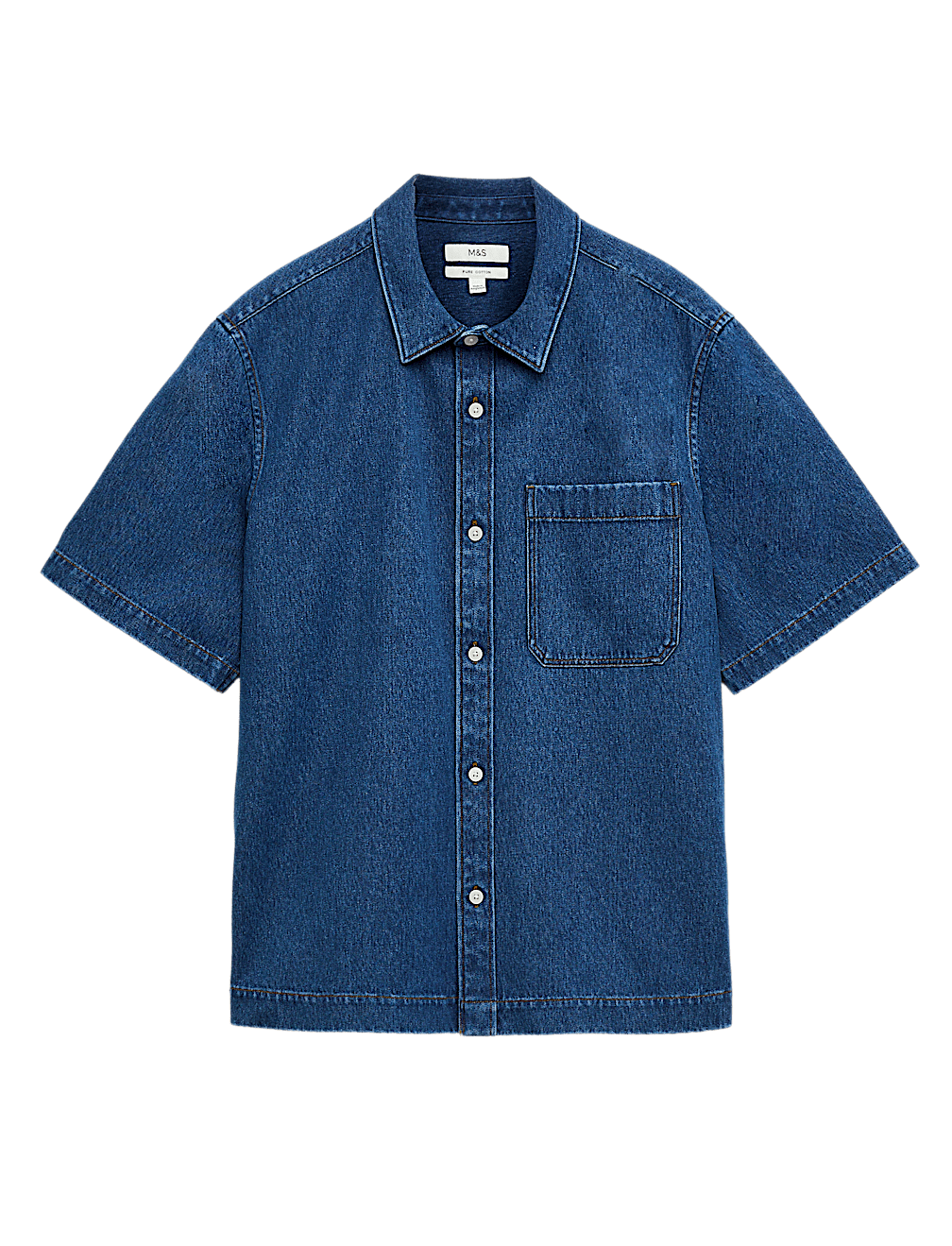 Pure Cotton Denim Short Sleeve Shirt
