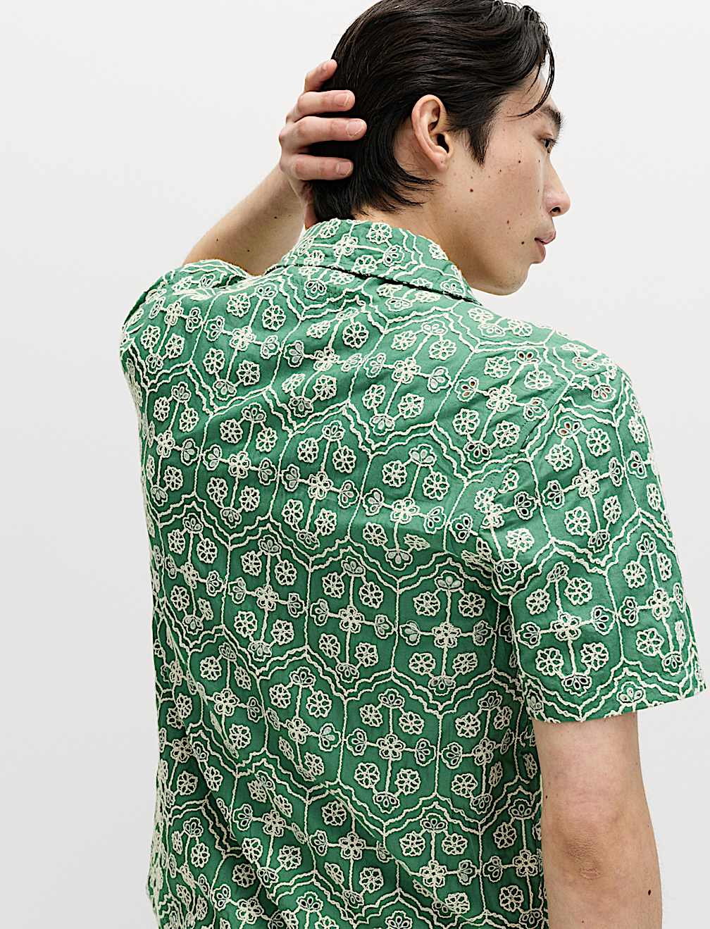 Pure Cotton Embroidered Short Sleeve Shirt