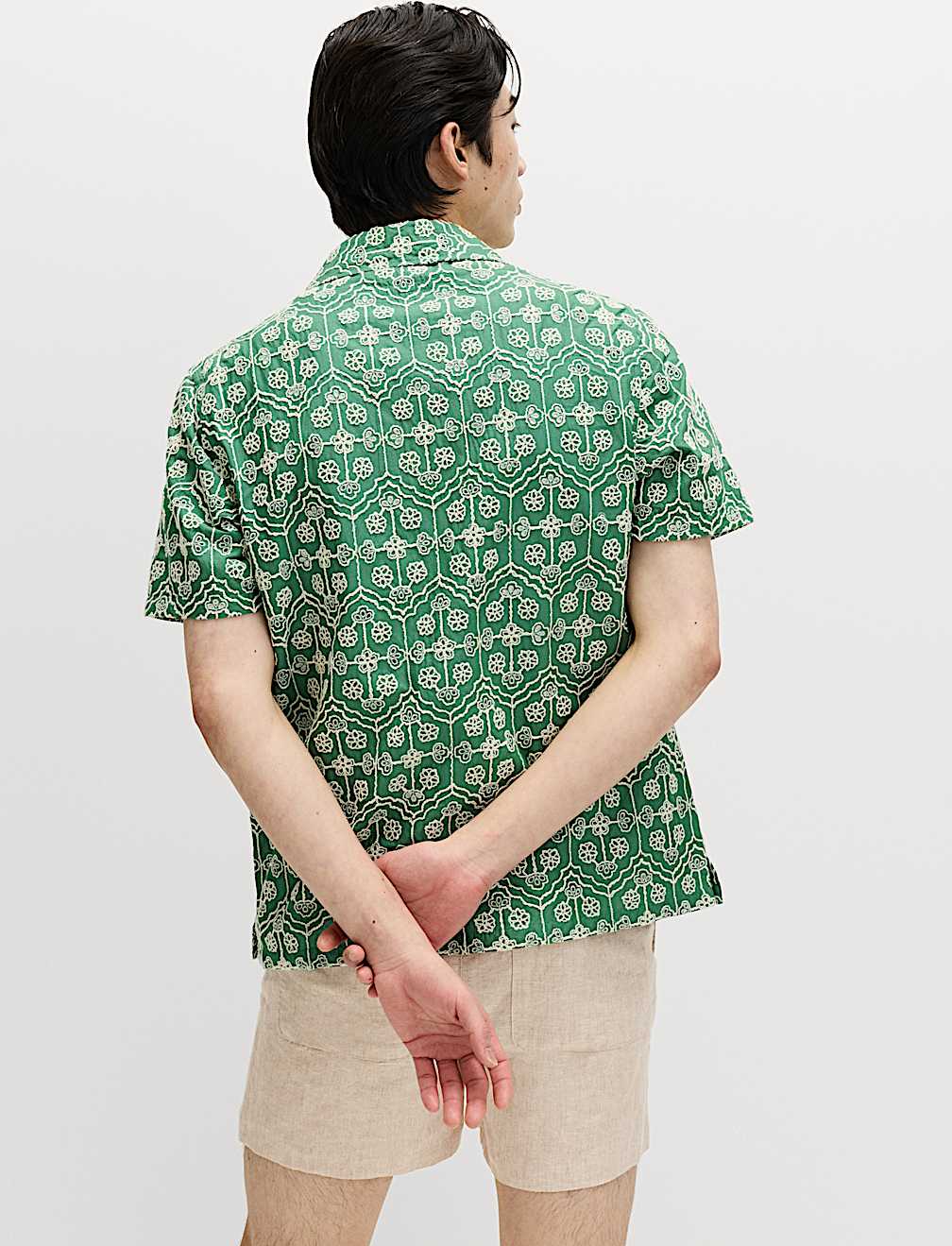 Pure Cotton Embroidered Short Sleeve Shirt
