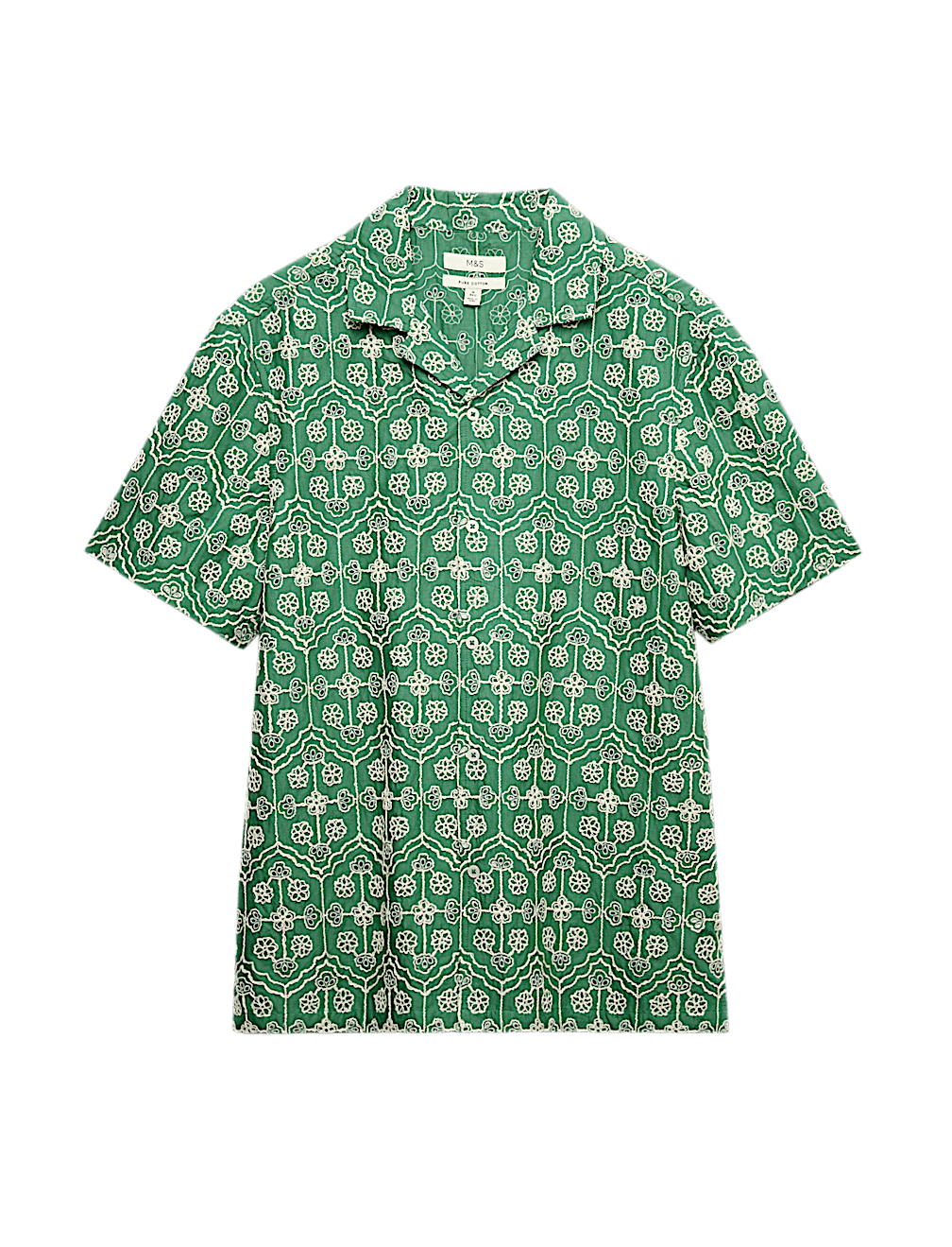 Pure Cotton Embroidered Short Sleeve Shirt