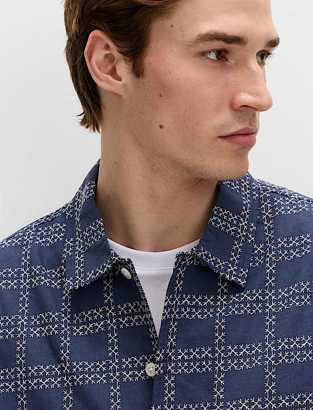 Relaxed Fit Cotton Rich Embroidered Short Sleeve Shirt