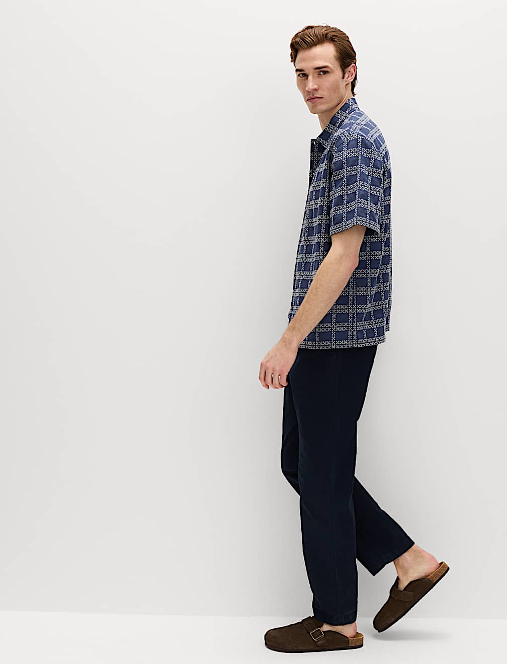 Relaxed Fit Cotton Rich Embroidered Short Sleeve Shirt