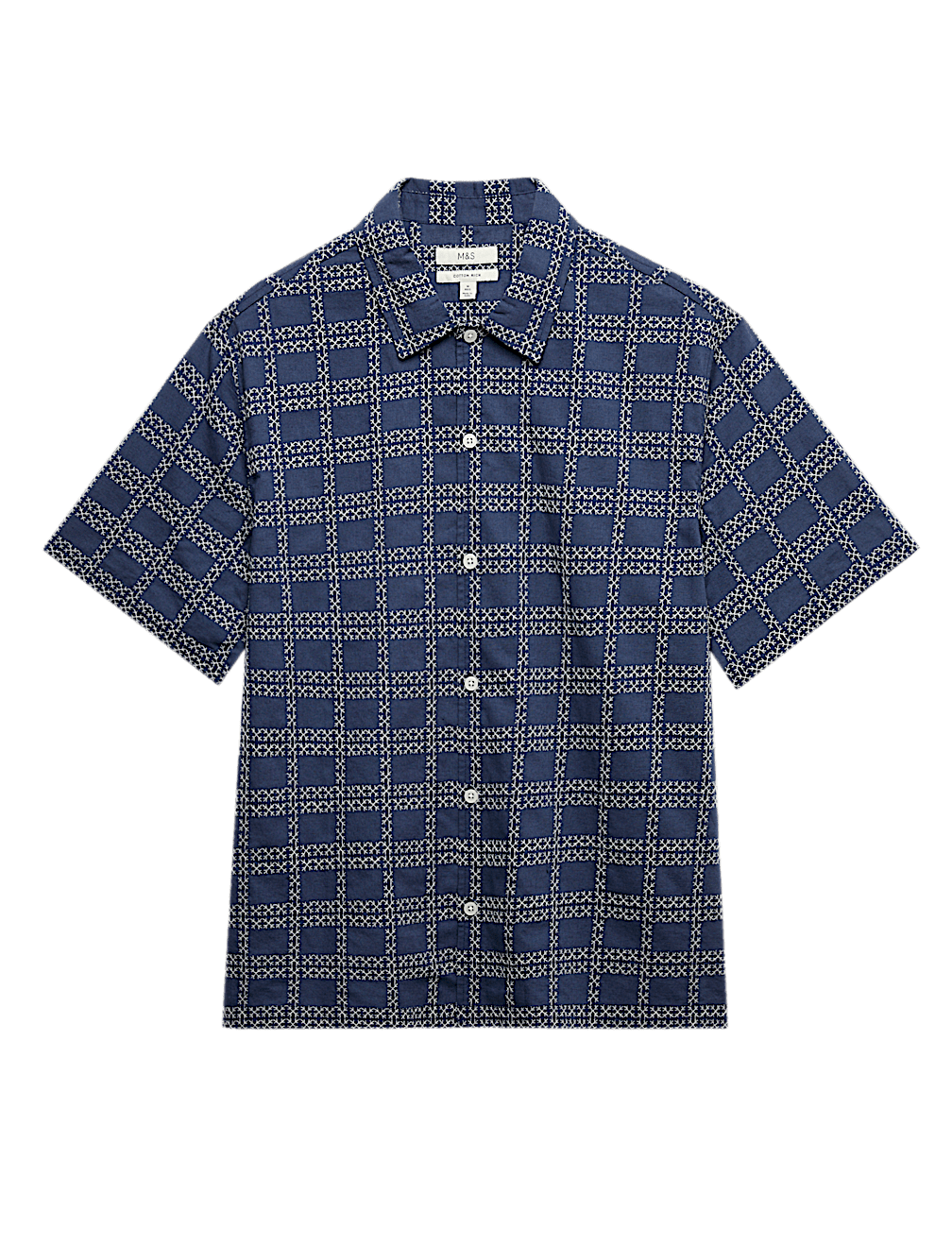 Relaxed Fit Cotton Rich Embroidered Short Sleeve Shirt