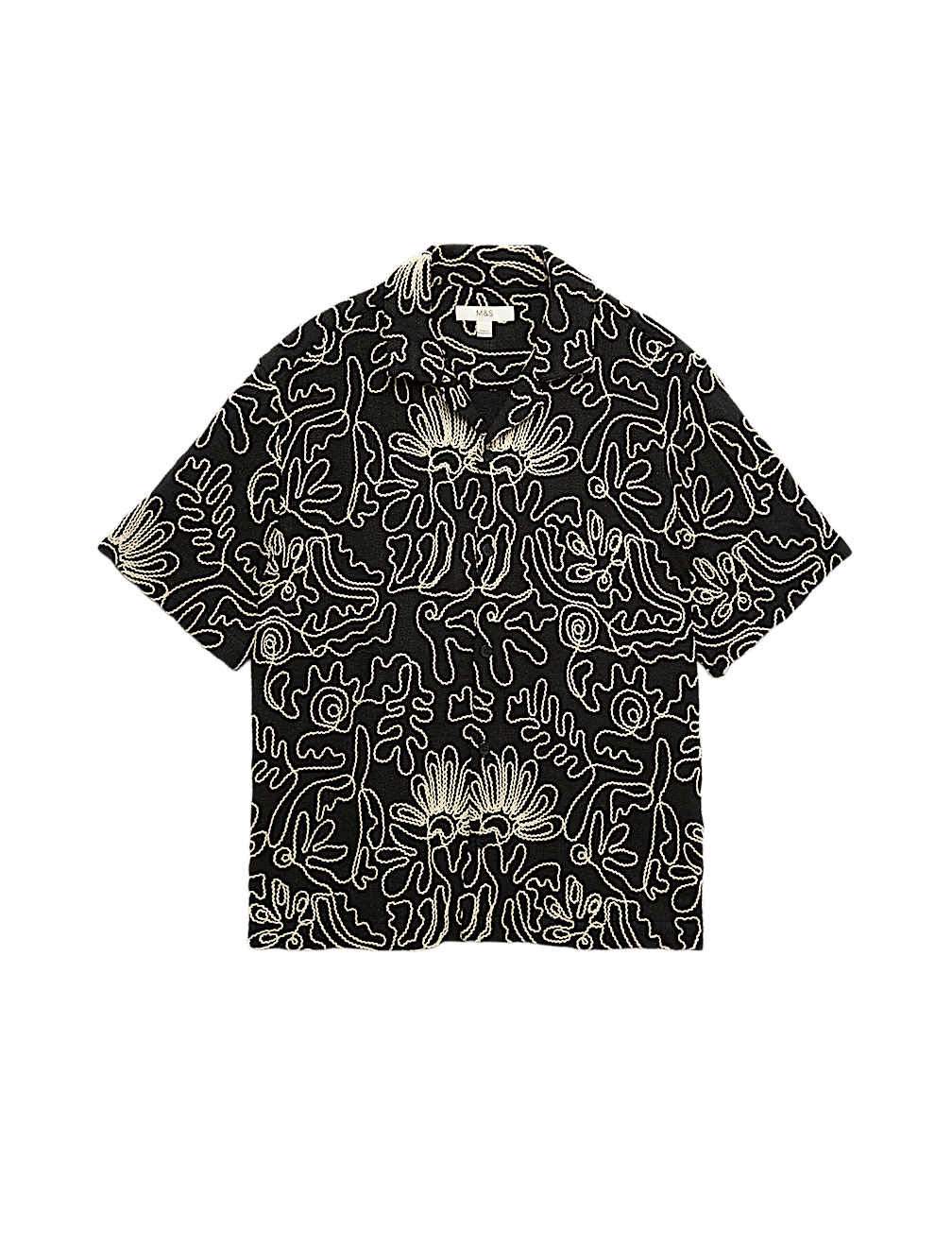 Cotton Blend Embroidered Short Sleeve Shirt