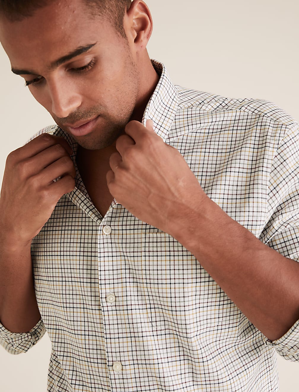 Regular Fit Brushed Cotton Checked Shirt