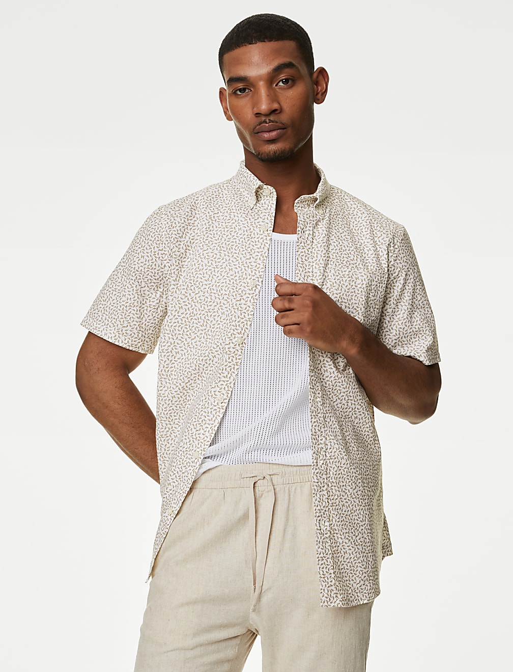 Easy Iron Pure Cotton Print Oxford Shirt
