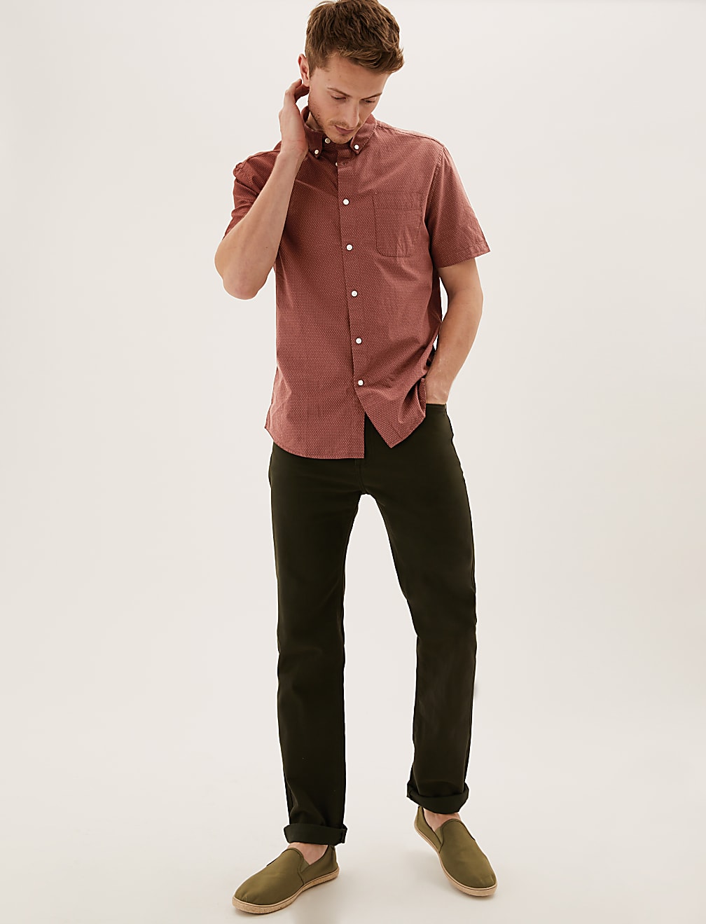 Easy Iron Pure Cotton Pindot Shirt