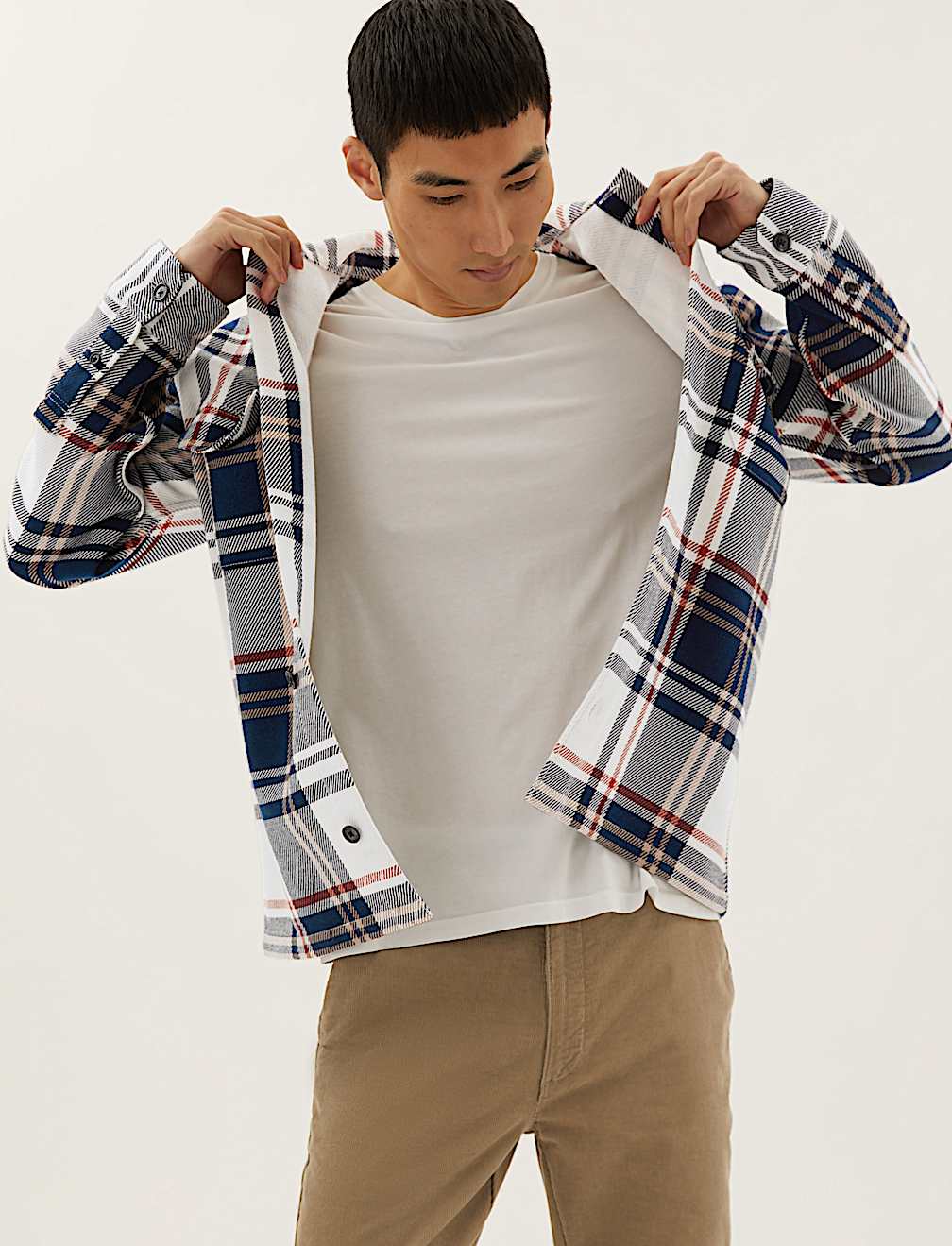 Cotton Blend Check Overshirt