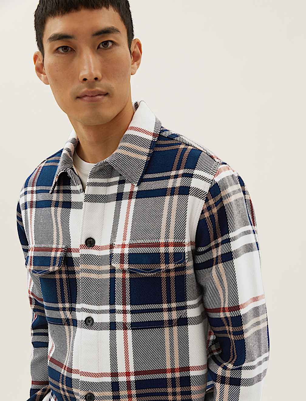 Cotton Blend Check Overshirt