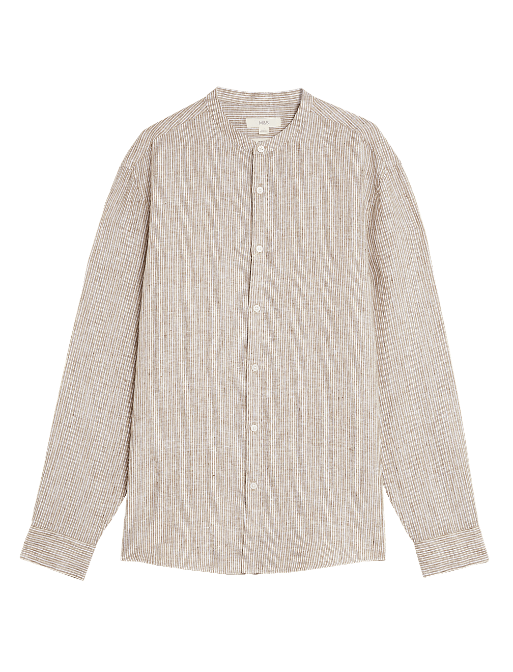 Pure Linen Grandad Collar Shirt