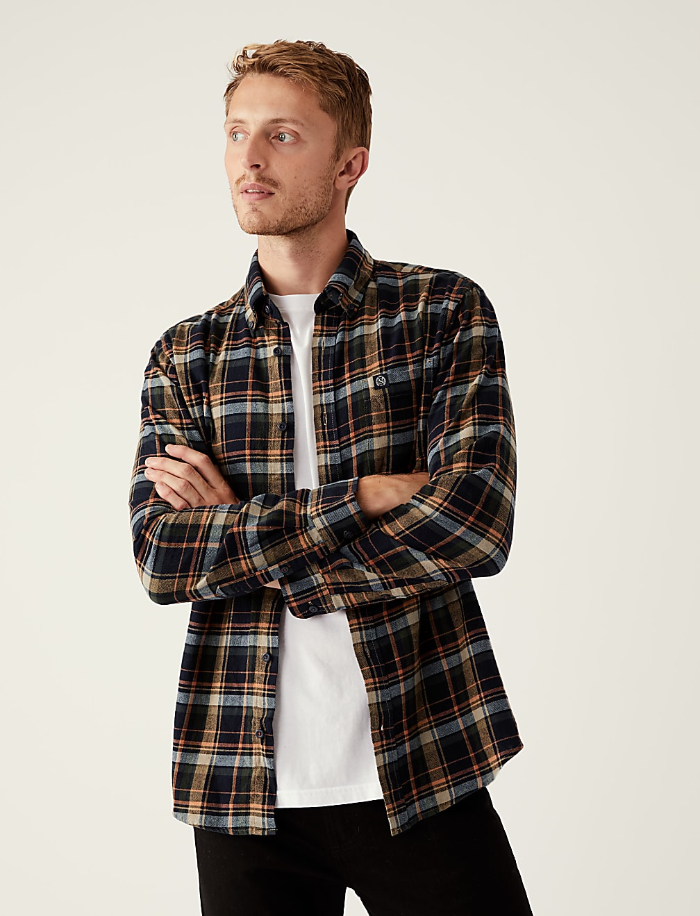 Buy Flannel Brushed Cotton Check Shirt at Marks & Spencer
