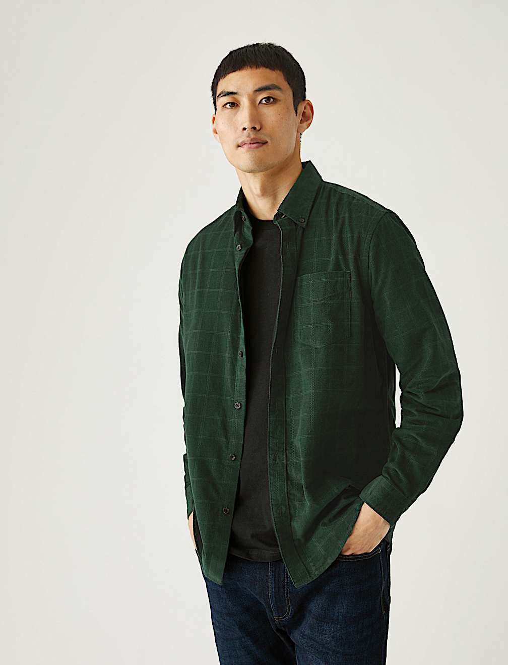 Pure Cotton Corduroy Check Shirt
