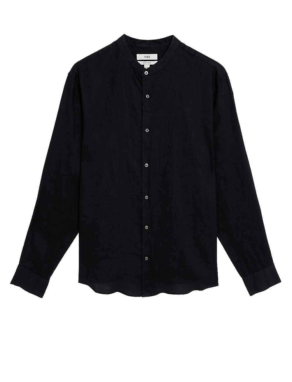 Pure Linen Grandad Collar Shirt