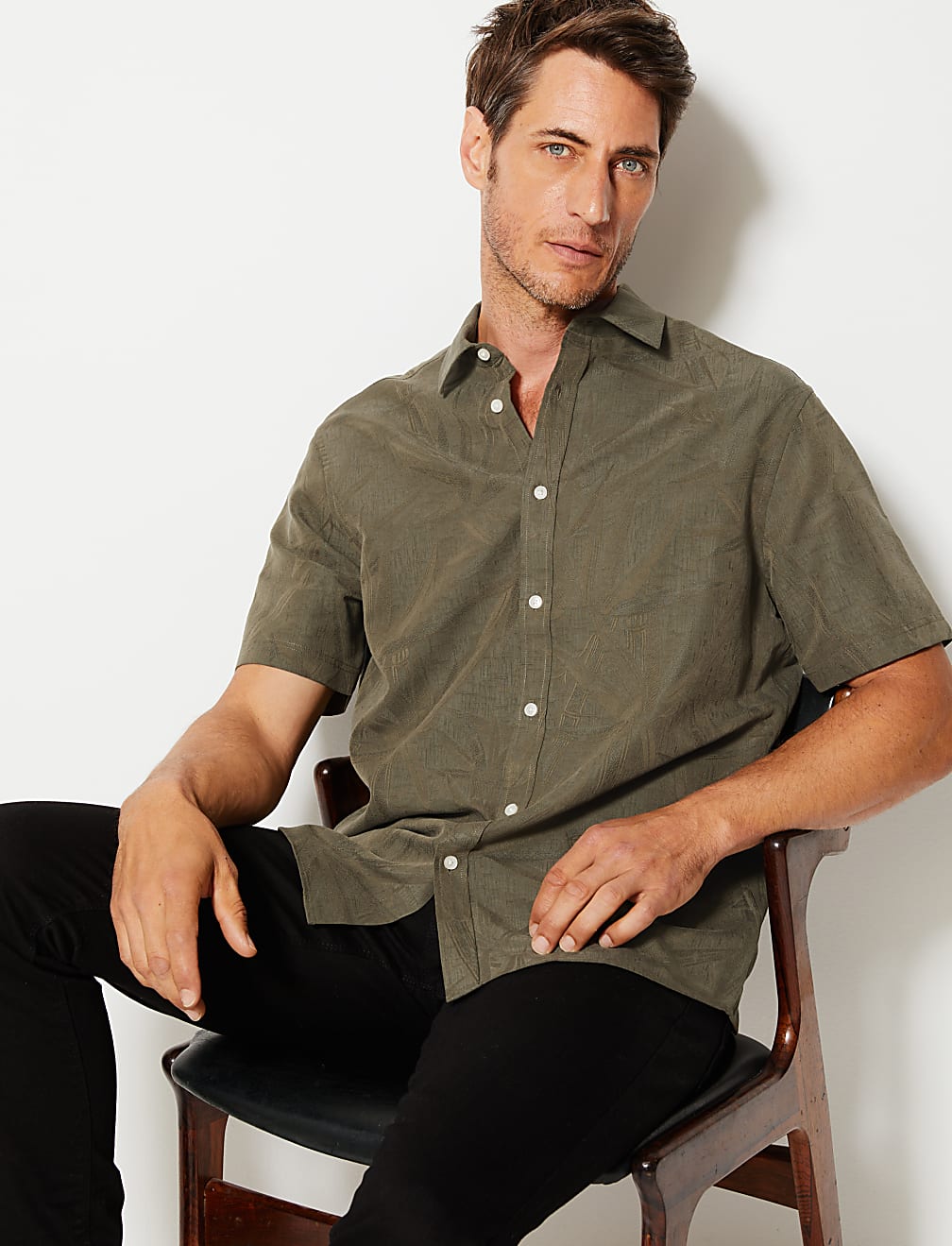 Bamboo Jacquard Short Sleeve Shirt