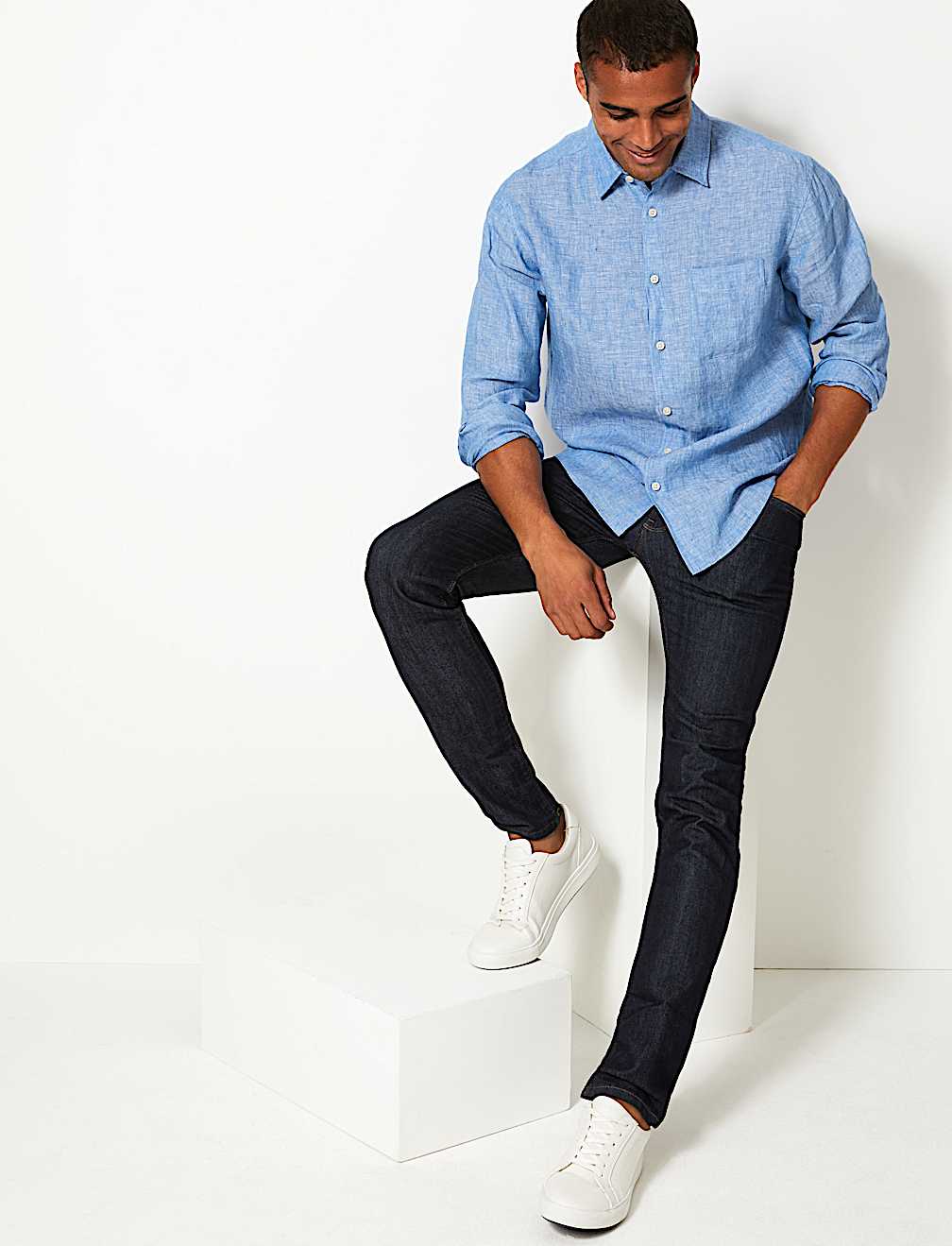 Pure Linen Shirt with Pocket