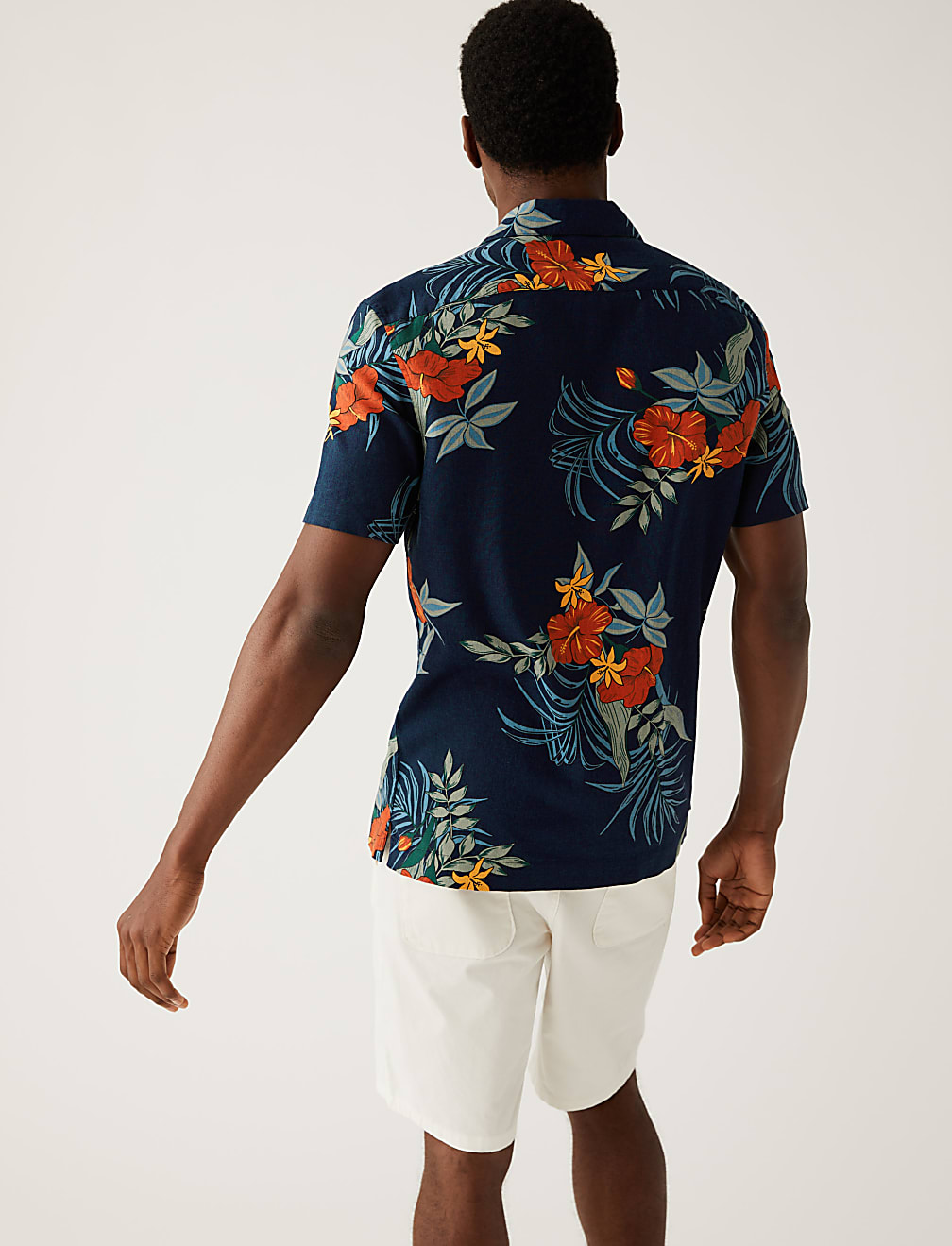 Linen Blend Hawaiian Cuban Collar Shirt