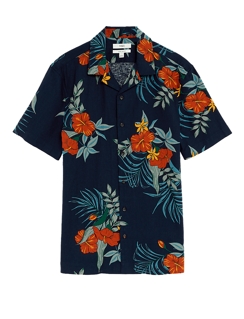 Linen Blend Hawaiian Cuban Collar Shirt