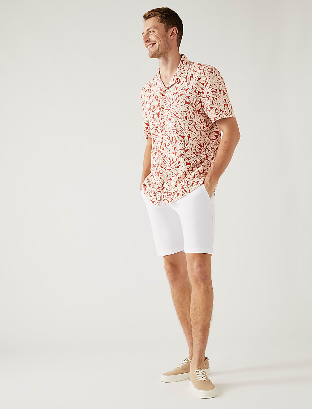 Linen Blend Leaf Print Shirt