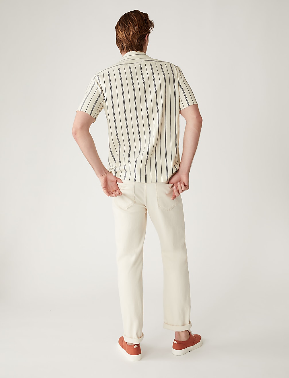 Linen Blend Striped Cuban Collar Shirt