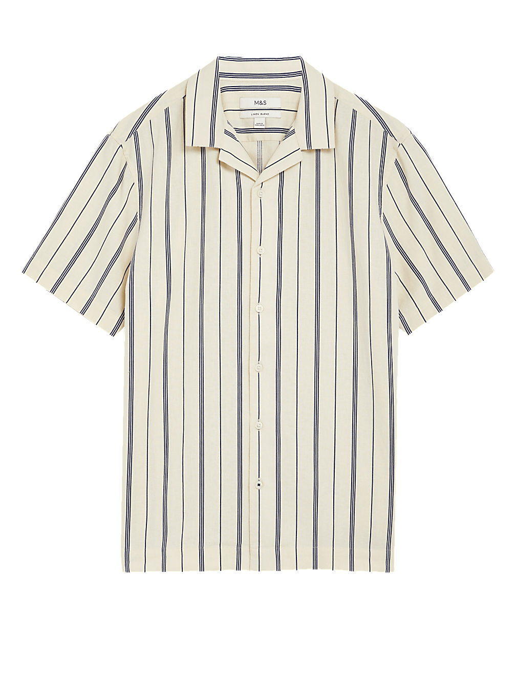 Linen Blend Striped Cuban Collar Shirt