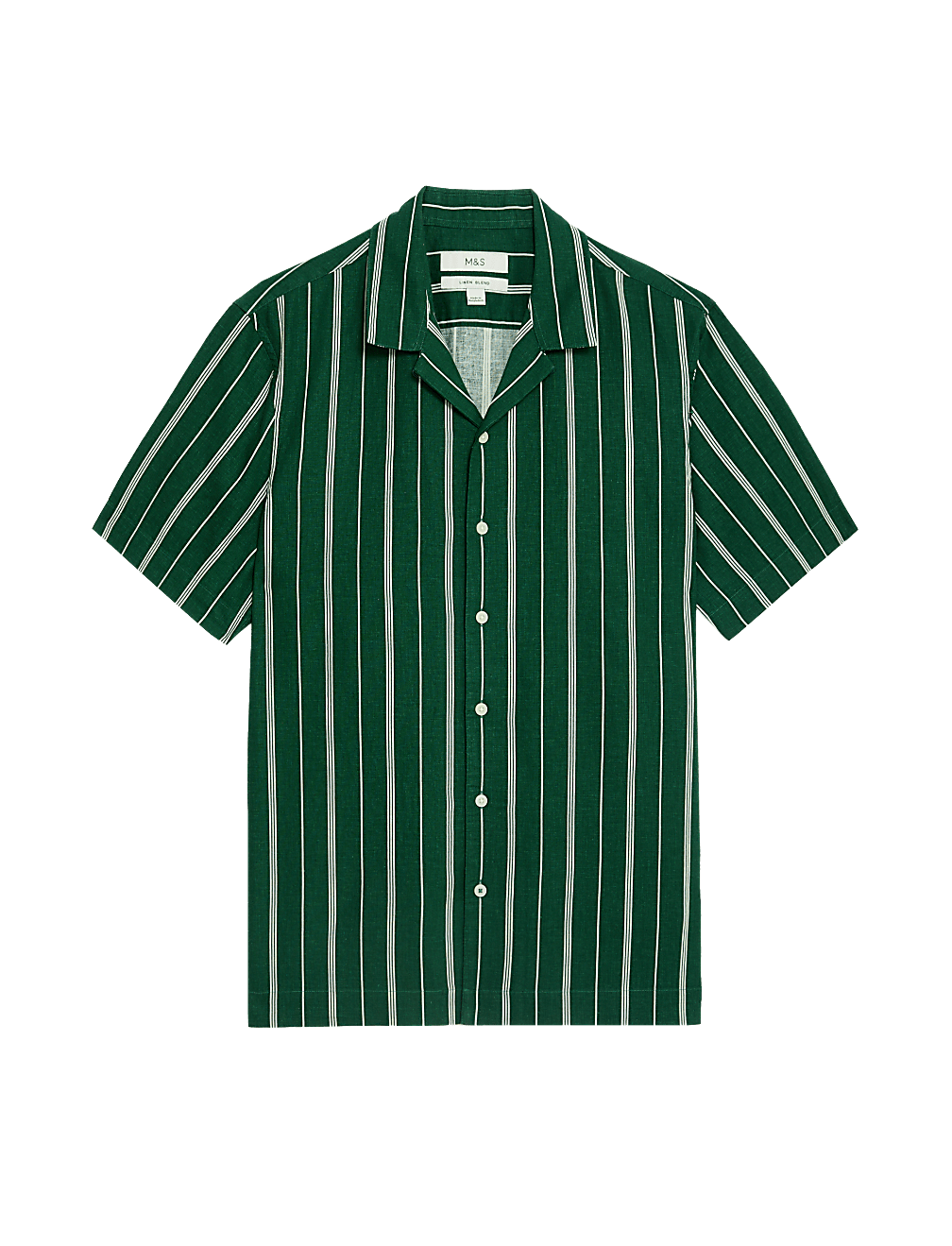 Linen Blend Striped Cuban Collar Shirt
