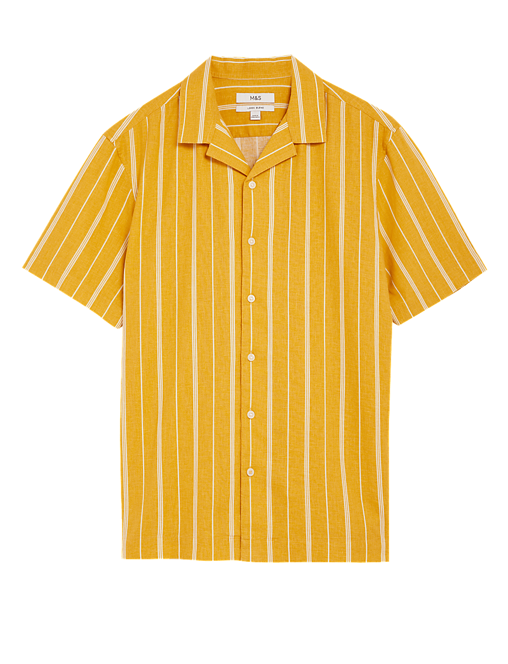 Linen Blend Striped Cuban Collar Shirt