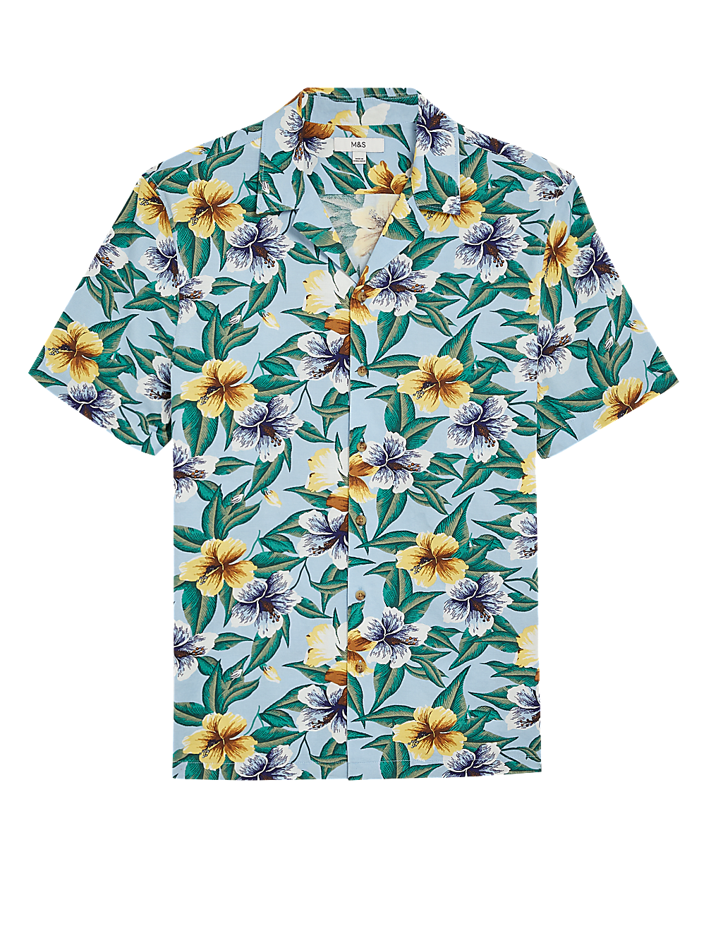 Pure Cotton Floral Cuban Collar Shirt