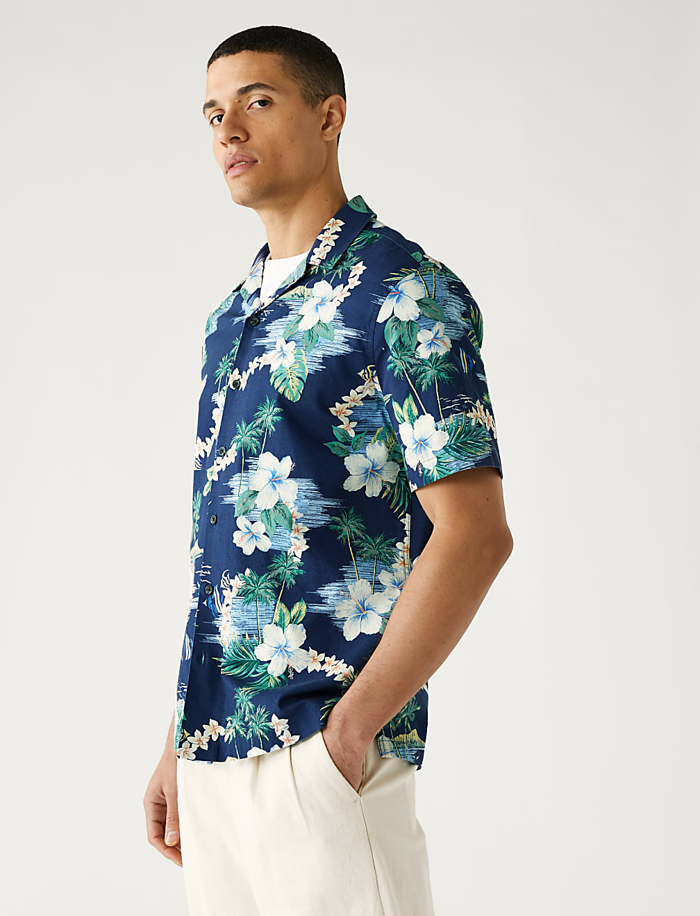 Pure Cotton Hawaiian Cuban Collar Shirt