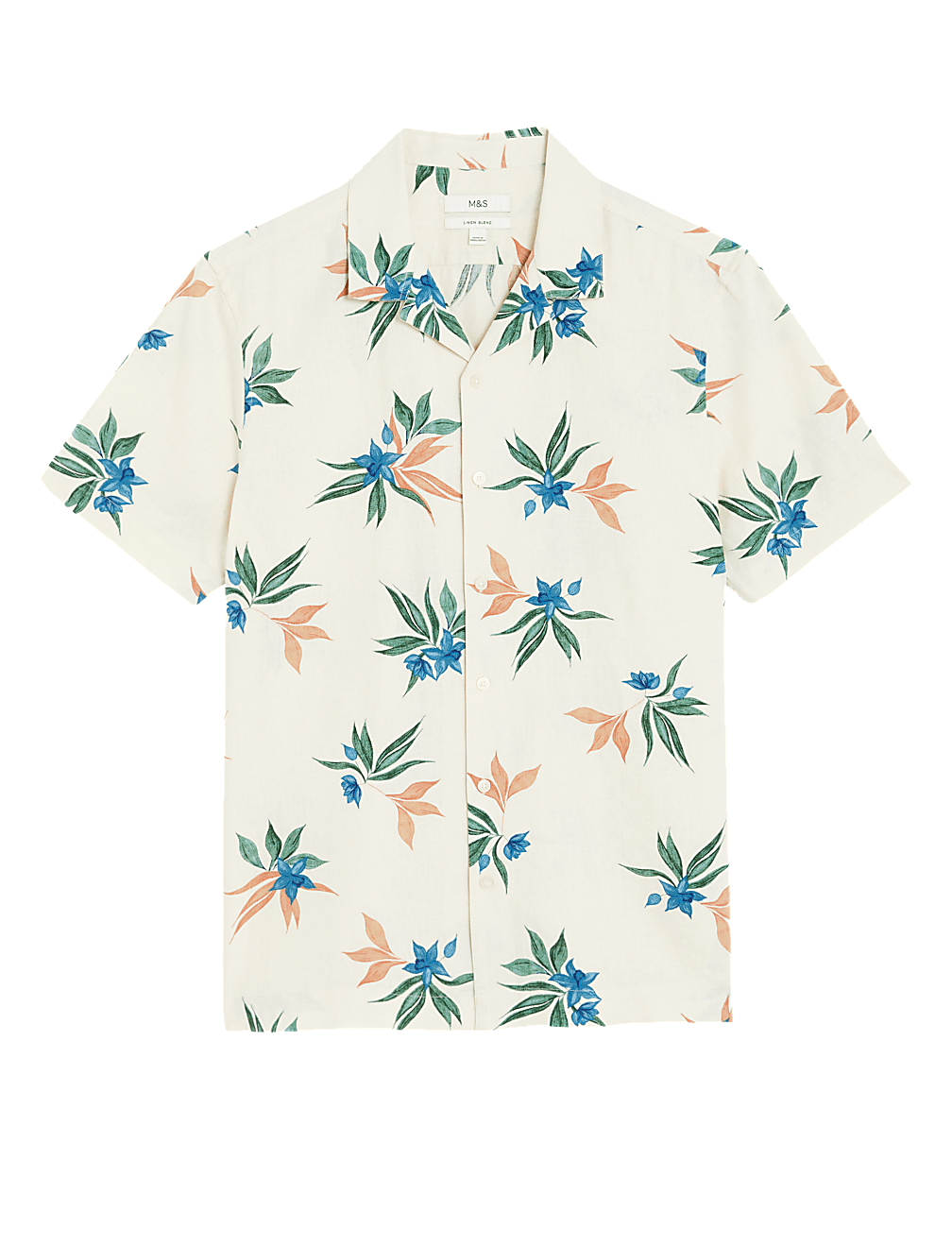Linen Rich Floral Cuban Collar Shirt