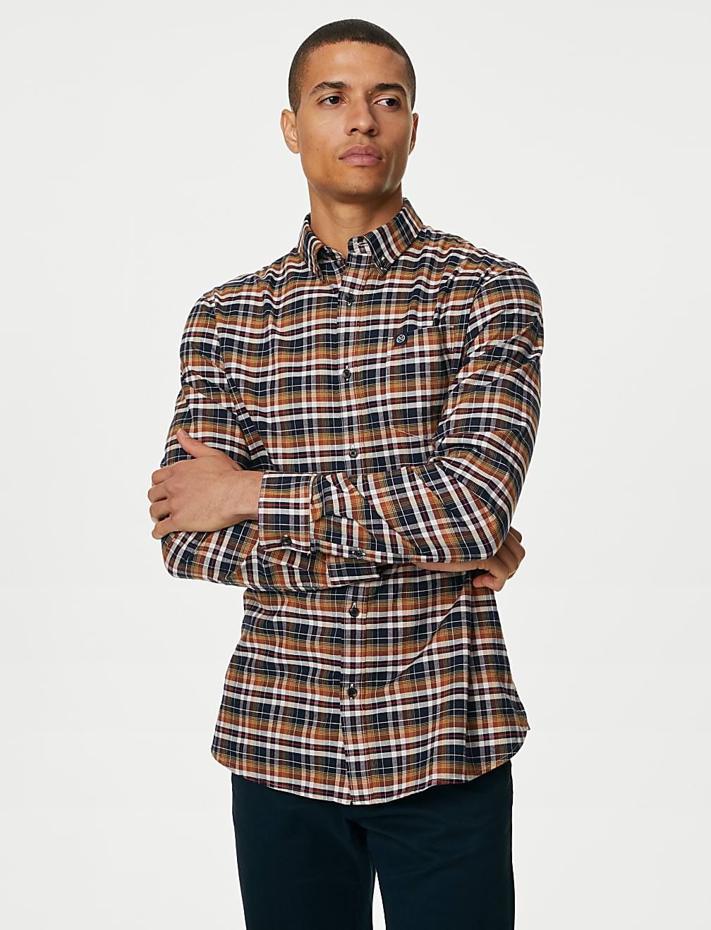 Easy Iron Pure Cotton Check Oxford Shirt