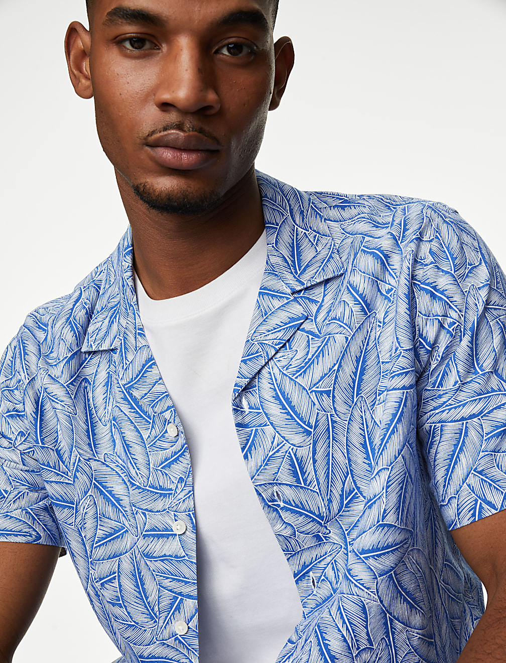 Easy Iron Linen Blend Hawaiian Printed Shirt